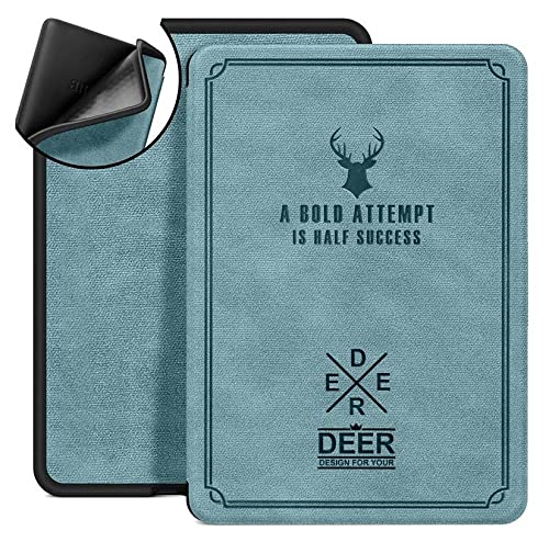SwooK Classic Printed Magnetic (Soft Back) Flip Cover case for 6.8" Kindle Paperwhite 11 11th Generation 2021 / Kindle Paperwhite Signature Edition Soft Back Flip Cover Case (Aqua)