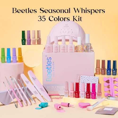 Image of Beetles Gel Nail Polish Kit with U V Light - 35 Colors 68 Pcs Gel Polish Set One Color One Bottle Seasonal Whispers Nails Kit with Top Base Coat Beauty Must Have DIY Salon Manicure Gifts for Women