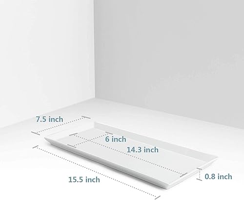 Miniatura 2 de Sweese Platos de servir blancos, bandejas de porcelana para fiestas, platos rectangulares de 15.5 pulgadas, juego de 4