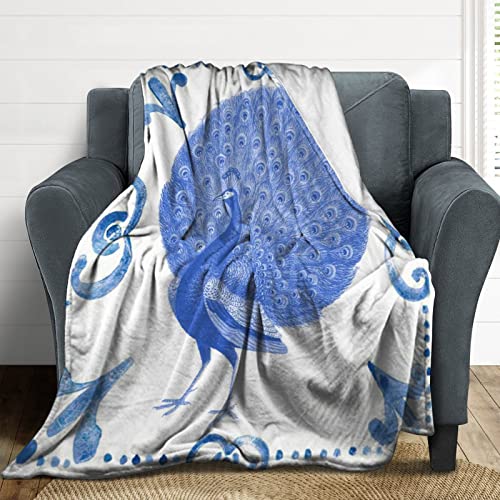 Couverture en flanelle antistatique motif paon chic pour canapé confortable
