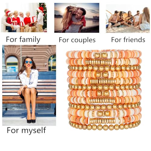HYHONEY Friendship Bracelets Beaded Bracelets Heishi Bracelet Cute Bracelets Stack Vinyl Clay Disc Bead Surfer Stretch Summer Beach Bracelets For Women Preppy Bracelets by HYHONEY - Used condition - Image 7