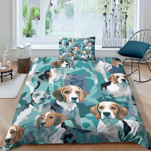 Funda nórdica de perro 3D microfibra juego de cama individual 135x200cm 3 piezas 2