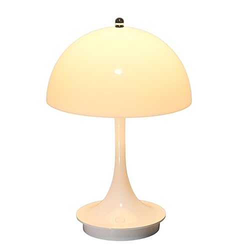 Sveudvdis Flower Bud Lamp Modern Flowerpot Cordless Mushroom Touch Table Lamp 3 Mode Dimmable Rechargeable Desk Lamp for Bedroom (White) - White - M