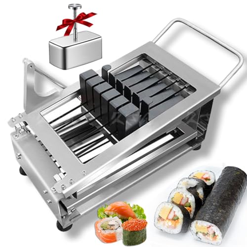 Cortador de rollos de sushi, cortador de acero inoxidable para cortar jamón, tofu, carne de almuerzo y verduras, corta hasta 10 rollos a la vez