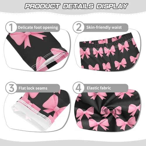 Pink Bow Love Black Girls Leggings Kids Yoga Pants Dance Active Tights 4T3