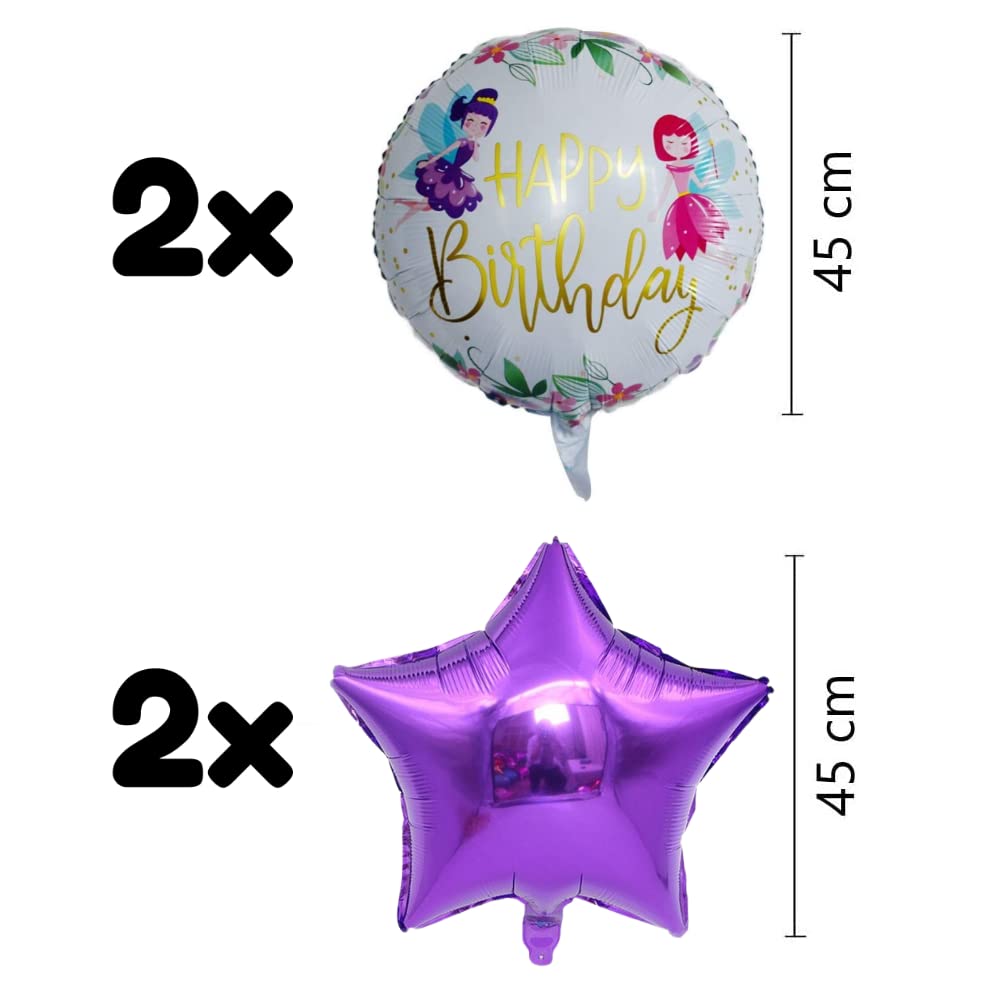 DIWULI Palloncini Farfalla XXL Lilla - 2 Pezzi 95x70 Cm Con Cannuccia E Nastro Per Decorazioni Feste - 4