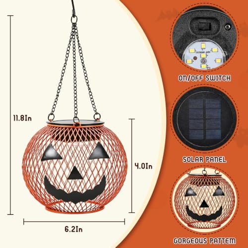 Halloween Outdoor Solar Pumpkin Decor Hanging Lantern Lights Outdoor Decor - image 2