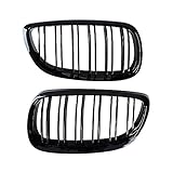 Front LH RH Upper Kidney Grill Grille Compatible with BMW 2007-2010 E92 E93 328i 335i 2-Door 2008-2013 M3 (Glossy Black Double Line)