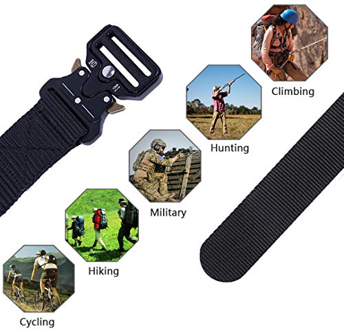 MOZETO Men\'s Tactical Belt, Military Nylon Web Rigger Work Carry Tool Belts for Men with Heavy-Duty Quick-Release Buckle