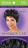 Shower Cap - Black, Vinyl material, elastic band, extra large, large, won’t fall off your head