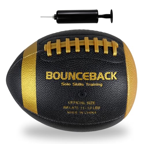BOUNCEBACK Composite Football, Pass Catch Training Football, Official Size 9(Ages 14+)(Pump Included)