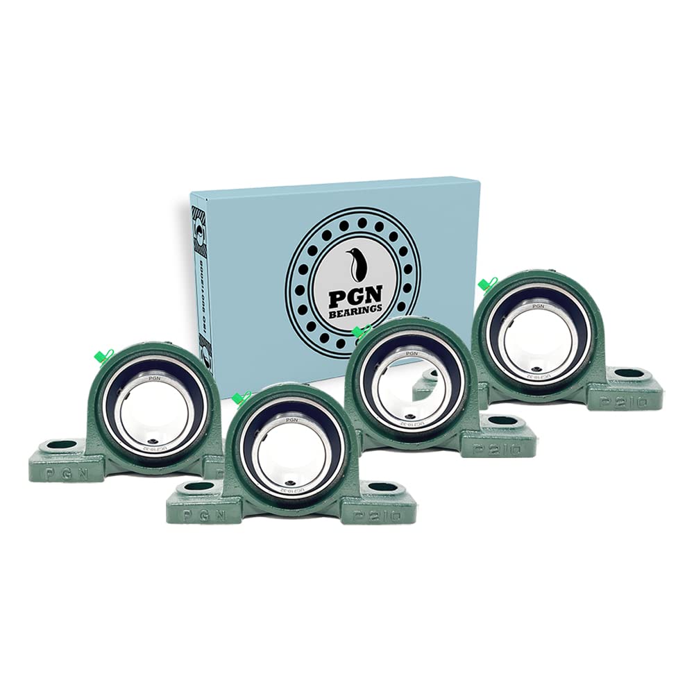 PGN UCP210-32 Pillow Block Bearing - Pack of 4 Mounted Pillow Block Bearings - Chrome Steel Bearings with 2 Bore, Self Alignment