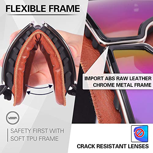 Motorcycle Goggles, Vintage Pilot Leather Atv Off-Road Racing Motocross Goggles For Adult Youth Kids #TOP4