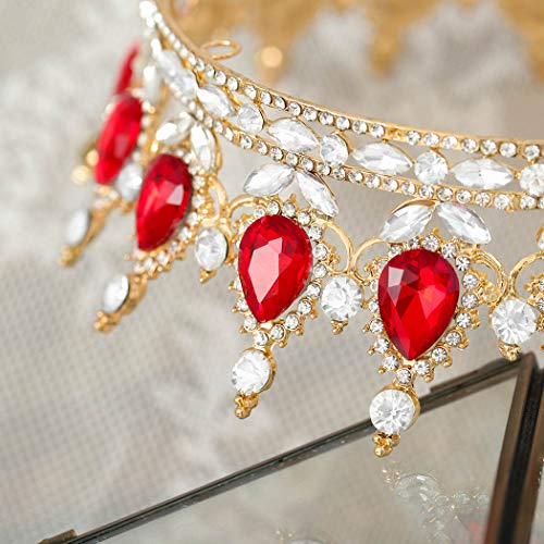 Image of Foyte Baroque Queen Crown and Tiaras Sparkly Rhinestone Wedding Crown Bride Tiaras Royal Princess Full Tiaras Headpieces for Women and Girls