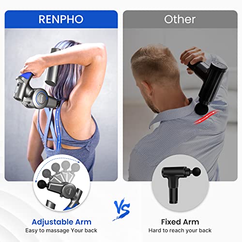 Pistola-de-Masaje-Muscular-RENPHO-Massage-Gun-Masajeador-de-Percusion-Profundo-con-Brazo-Ajustable-y-6-Cabezales-de-Masaje-Masajeador-Portatil-Ligero