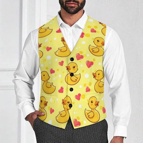 Cute Rubber Duck Men's Suit Vests Business Formal Dress V-Neck Waistcoat Tops with 2 Pockets2