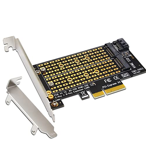 JMT M2 NGFF M Key B-Key SSD Adapter Card M.2 to PCI-E 3.0 X4 High Speed Expansion Card 1/2/4 Bay SATA Adapter for 2230-22110 SSD Conversion Card (EM2-5003)