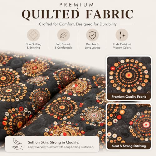 Image of Nendle Printed Holland Velvet Cushion Covers Set of 5, 16 x 16 Inches (40 x 40 cm), Decorative Sofa Cushion Cover with Zipper Closure, Floral Geometric Abstract Bohemian Designs, Multicolor