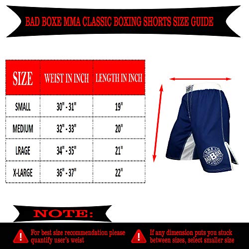 Twister Fight Wear Badboxe Mma Grappling Short Thai Short Kick Boxing Short (Mma Classic N-Blue/White, Small (Waist 30"-31" / Length 19")) #TOP1