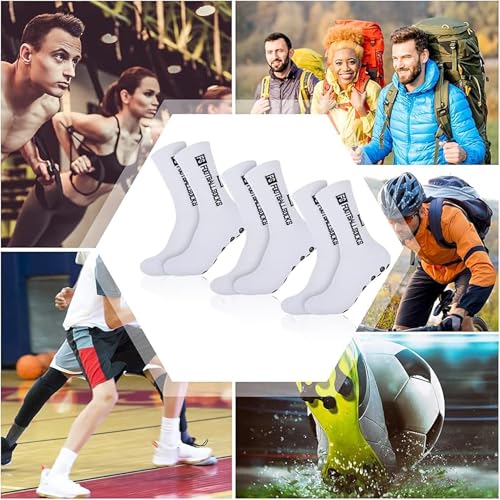 Image of Anti-Slip Sports Socks with Rubber Grip - High-Tech Breathable Cricket, Football, Yoga Socks for Men & Women | Athletic Socks for Gym, Running
