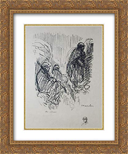 Au Creneau 20x24 Gold Ornate Frame and Double Matted Museum Art Print by Theophile Steinlen