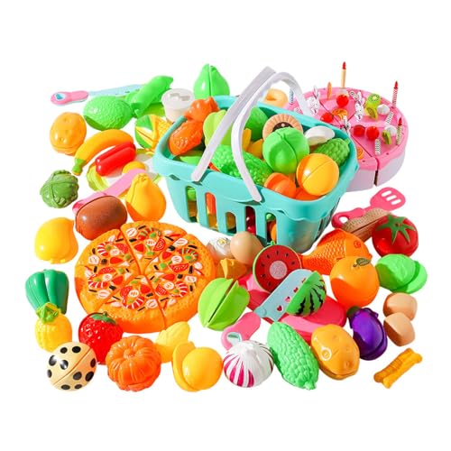 ZUUOZBYY Niños Cocina Cortar Alimentos Juguete Educativo Interactivo Juego de Imaginación Cortar Frutas Verduras Pizza Playset para el Hogar