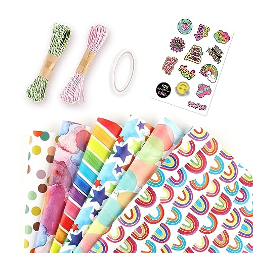 Hojas de Papel de Regalo,Hojas Papel de Regalo,Cumpleaños Papel Regalo,Papel de Regalo de Cumpleaños,Papel Embalaje de Regalo Retro,para Cumpleaños,Navidad,Bodas,Comienzo Escuela,70 x 50 cm,6 Piezas