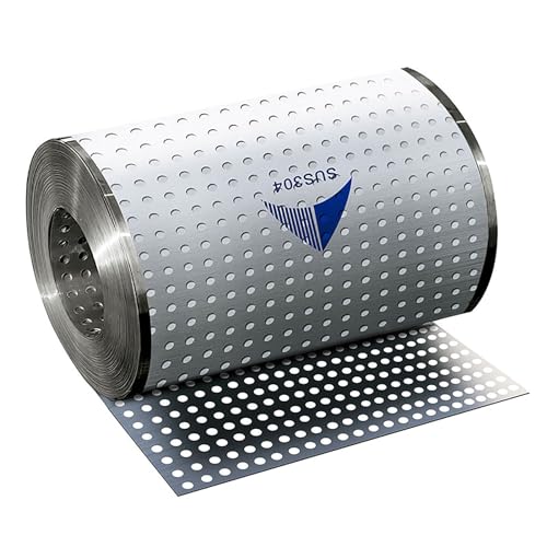 304 Stainless Steel Perforated Plate - 30x700cm Decorative Metal Mesh Sheet with 8mm Hole Diameter & Ties Gloves for Home & Industrial Use