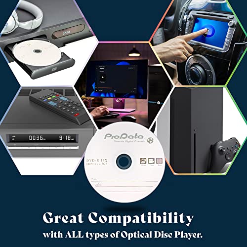 Image of DVD-R 4.7GB 16X Logo Top Blank Media | 100-Pack Cake Box Spindle | Blank DVDs for Burning Video, Bulk Discs for Data Storage