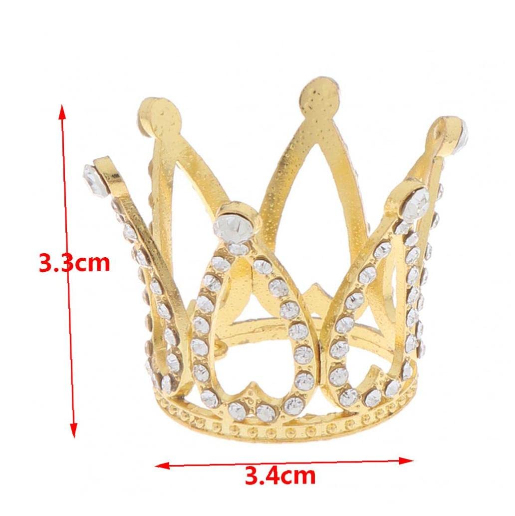 YARIEW Small Gold Crown For Girls - Cake Topper, Bouquet Accessory, Birthday, Wedding, Plastic With Rhinestones