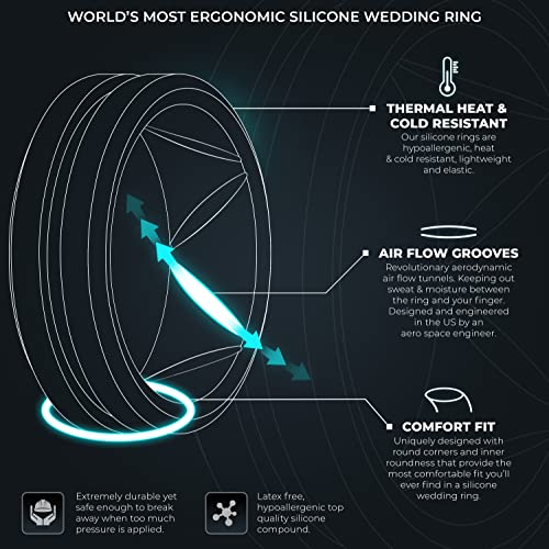 ThunderFit Silicone Wedding Rings for Men, Bevelled 2 Layers MidLine 8.2mm Wide 2.5mm Thick - 1/2/3/4/5/6/7 Variety Multipack2