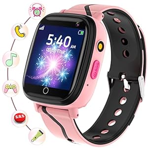 BAUISAN Smartwatch Kinder – Uhr Telefon für Mädchen Jungen mit Anruf, SOS, 14 Spiele, Musik, Kamera, Wecker, Taschenlampe, Kinderuhr Telefonieren Smart Watch Kids Geschenk (Rosa)