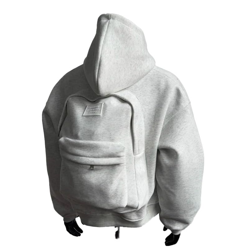 Creative Backpack Hoodie for Men Unisex Oversized Zip Up Hoodies Casual Sweatshirt Jackets