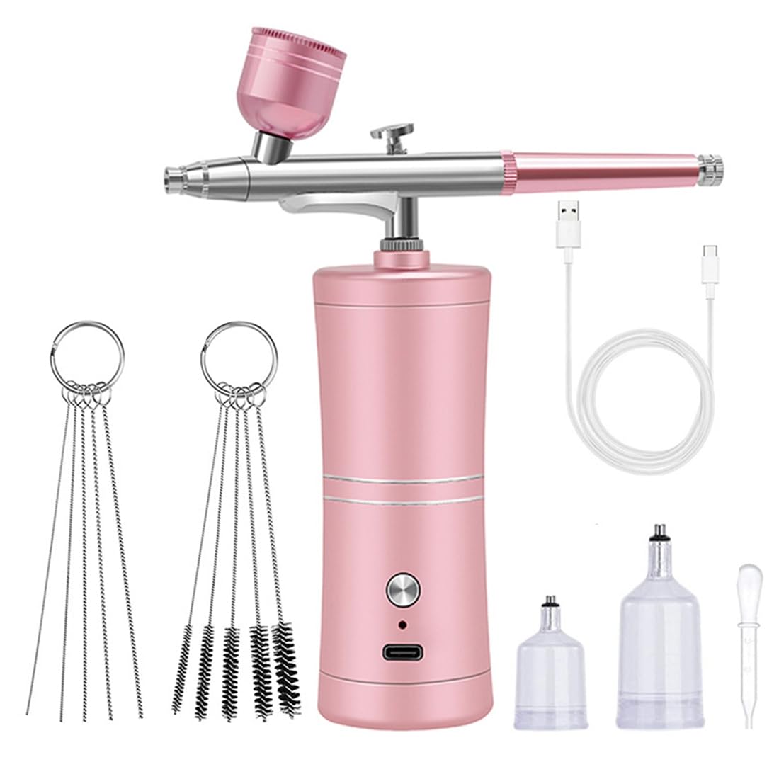 Jnchdghwa Pink Portable Cordless Airbrush Kit Featuring Compressor, Rechargeable High-Pressure Non-Clogging Air Brush With 0.3Mm Nozzle