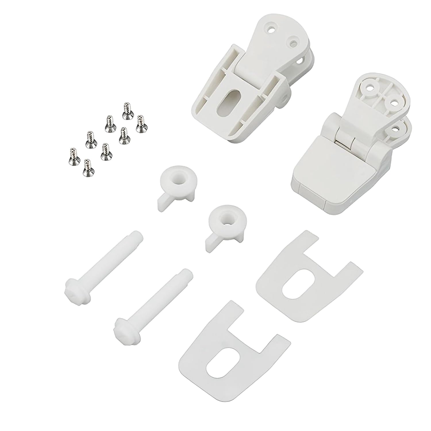 Qrity 2 Pieces Plastic Toilet Seat Hinge Replacement with Screws, Simple Installation, White Toilet Seat Fittings for Toilets Top Cover