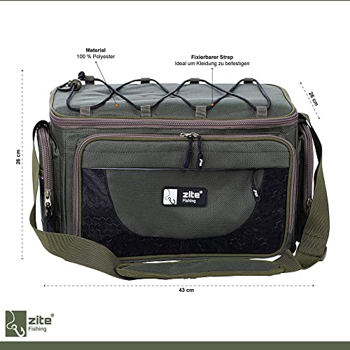 Zite Fishing Angeltasche mit Boxen Groß – Umhängetasche als Angelkoffer-Rucksack Alternative mit 4 Köder-Boxen – Bild 3