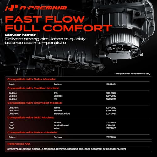 Image of A-Premium Rear HVAC Heater Blower Motor with Fan Cage