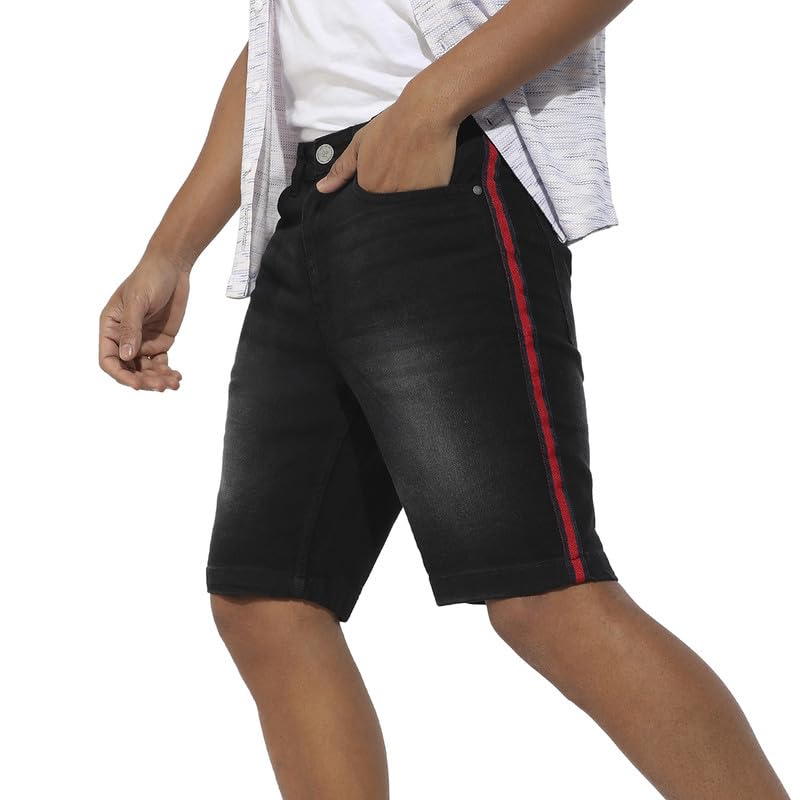 cahoot Men's Denim Shorts for Casual Wear | Dark-Wash | Regular Fit | Button Closure | Cotton Denim Shorts Crafted with Comfort Fit for Everyday Wear-picture-31