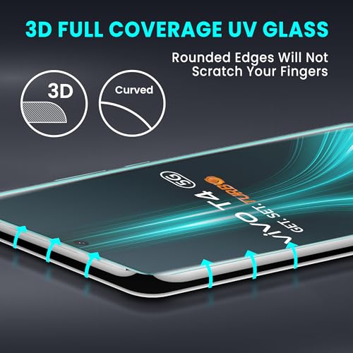 Image of ArmourPro UV Glue Tempered Glass for Vivo T4, iQOO Z10 Curved Screen Protector, 9H Anti Scratch, Edge-to-Edge Coverage, HD Clarity, Easy UV Kit with Cable Protector