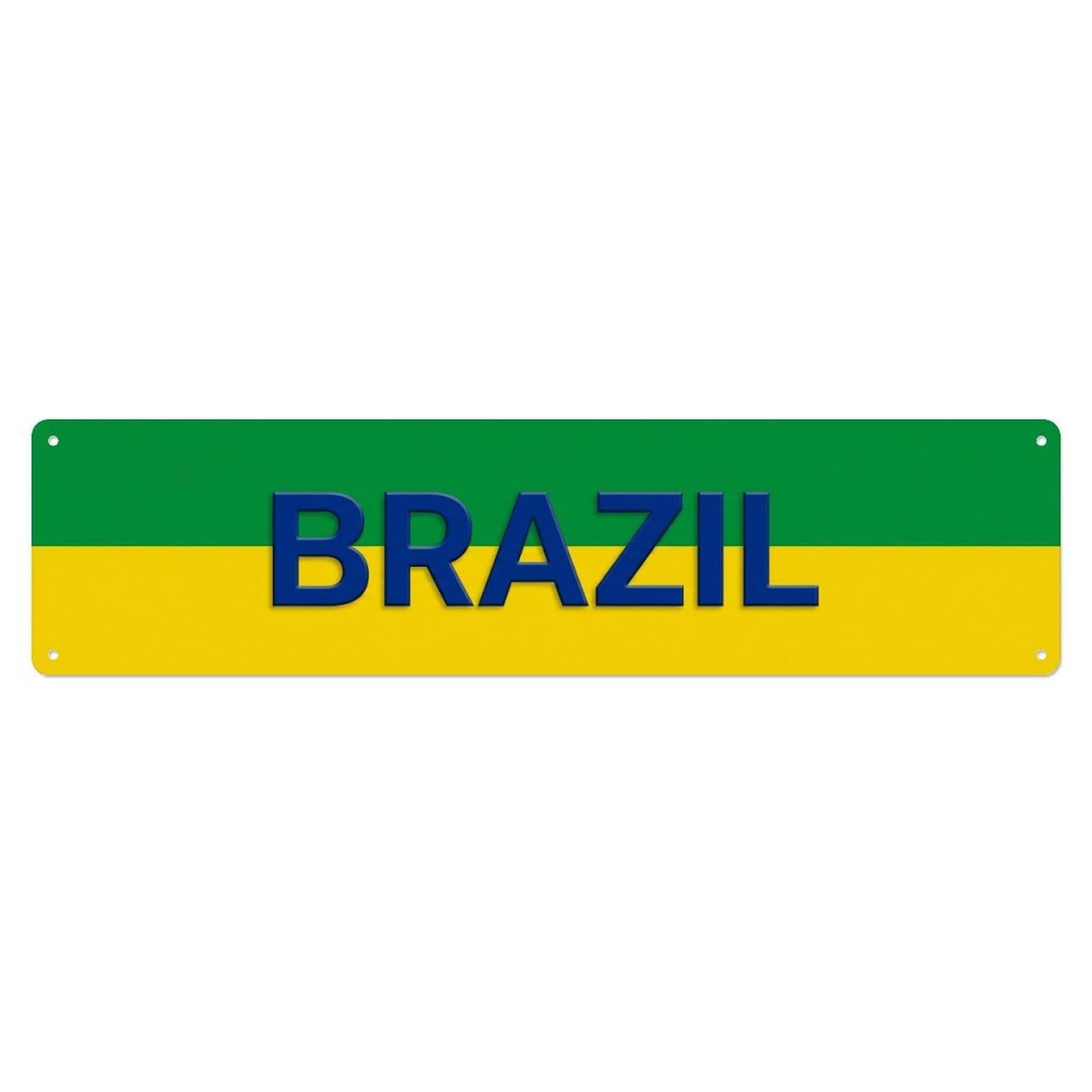 Vintage Brazil Flag Pattern Metal Tin Sign