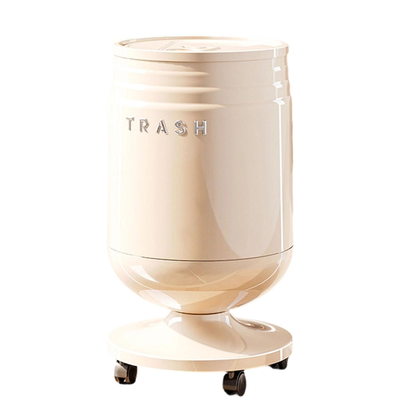 Tsophreniq Space Efficient Wheeled Trash Can with Smooth Lid Modern Design for Countertops Trash Can Portable Waste Basket
