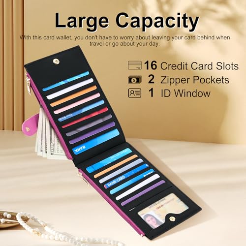 Image of Travelambo Leather Wallets for Women Slim RFID Blocking Bifold Credit Card Holder Wallet
