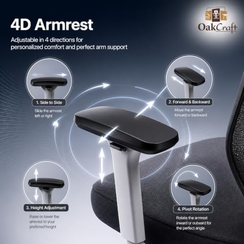 Image of Oakcraft Ergonomic Office Chair with Multi-Lock Tilt, Seat Slider & Dynamic Lumbar Support