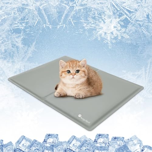 Angelpet Kühlmatte Hund, S 50x40cm – Ungiftige Selbstkühlende Gelmatte Bett, Langlebige wasserdichte Kühlmatte für Hunde & Katzen im Sommer, Kein Wasser oder Kühlen Erforderlich (Grau)