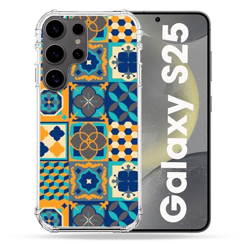 Coque Samsung S25 carreau de ciment orange Cokitec pour un style urbain