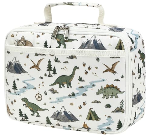 Image of CAMTOP Lunch Box Kids Boys Insulated Lunch Cooler Bag Reusable Lunch Tote Kit for School Travel (Begie Dinosaur)