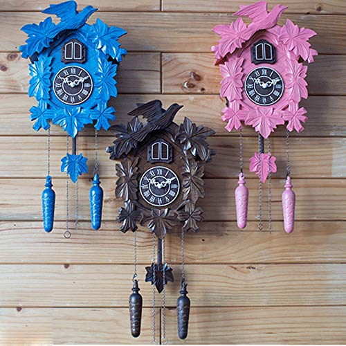 Hand-Carved Cuckoo Clock, Black Forest Clock, With Quartz Movement, Five Maple Leaves And One Bird #TOP4