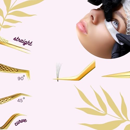 Miniatura 6 de STALLIONS - Pinzas de extensión de pestañas de acero inoxidable con punta de agarre de diamante, volumen clásico, profesional, con aislamiento de