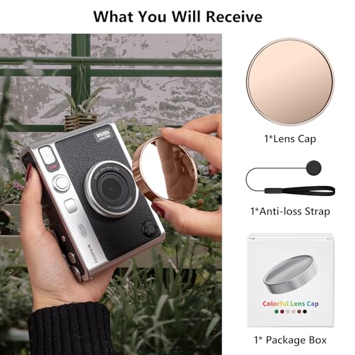 Tapa de lente MUZIRI KINOKOO para cámara instantánea Fuji Instax Mini EVO, cubierta premium de plástico con interior flocado y cuerda anti-pérdida — Dorado Champán miniatura 7