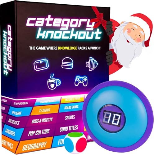 Image of Category Knockout: Fast-Paced Trivia & Word Challenge Game for Families, Adults & Kids — Buzzer + Dice, 100+ Cards, Wild Rounds & TKO Mode — Perfect for Family Game Night & Party Nights